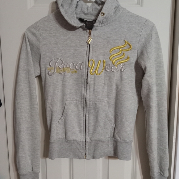 Rocawear Tops - Rocawear Women's Light Gray Hoodie with Gold Embroidery